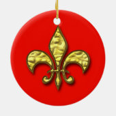 Or et ornement de Red Fleur de Lis Christmas (Dos)