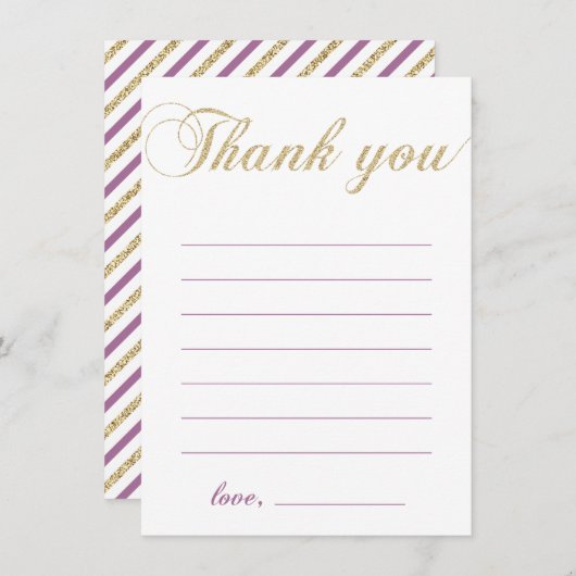 Or et pourpre | Fille Fête moderne Merci note (Devant / Derrière)