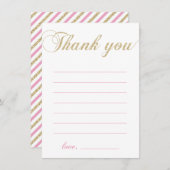 Or et rose | Fille Fête moderne Merci note (Devant / Derrière)