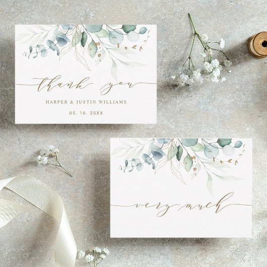 Or et vert Elegant Mariage botanique Merci