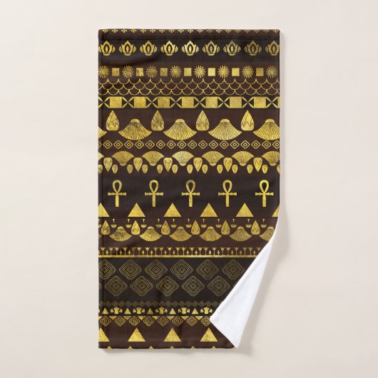Or ethnique égyptien de motif sur des bruns riches (Serviette à main)