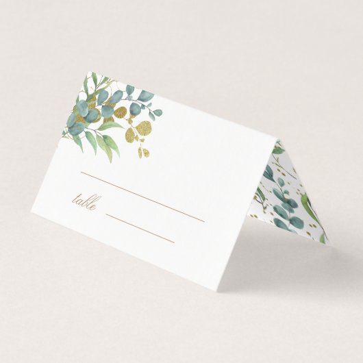 or eucalyptus feuille vert mariage carte table (Front)