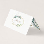 or eucalyptus feuille vert mariage carte table (Back)