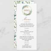 or eucalyptus vert Mariage Carte menu (Devant / Derrière)