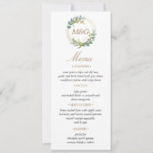 or eucalyptus vert Mariage Carte menu (Devant)