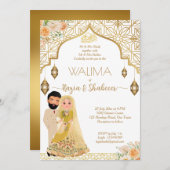 Or faire-part de mariage islamique avec couple nup (Devant / Derrière)