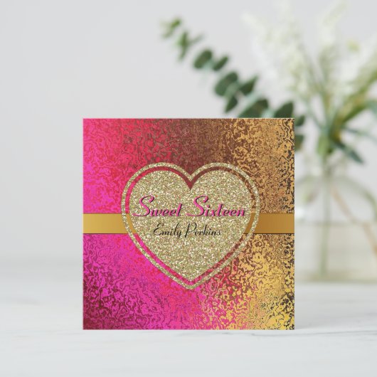 Or fascinant et invitation faite sur commande rose (Debout devant)