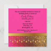 Or fascinant et invitation faite sur commande rose (Dos)