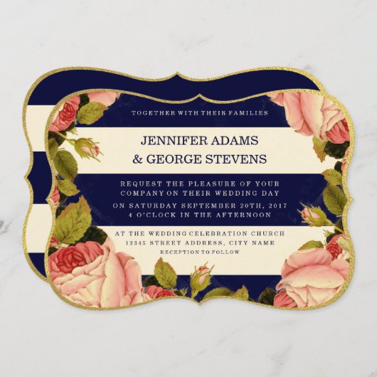 OR FAUX CHIC | FAIRE-PART DE MARIAGE ROSE (Devant / Derrière)