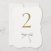 Or Faux | Numéro de table du Mariage de ruban blan (Devant)
