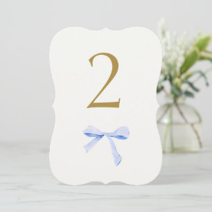 Or Faux Numéro de table du Mariage de ruban bleu