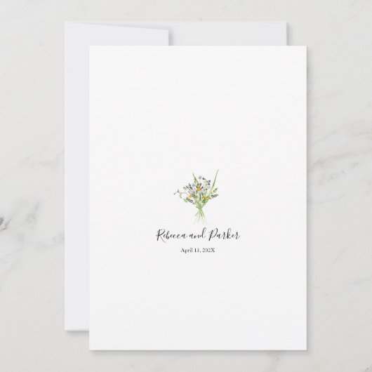 or fleur sauvage et Faire-part de mariage vert (Dos)