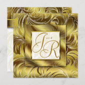 Or floral de feuille élégante de faire-part de (Devant / Derrière)