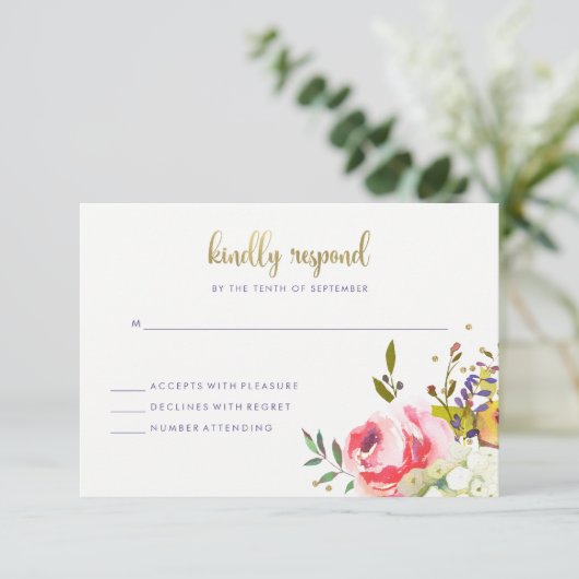 Or floral | Réponse du Mariage d'aquarelle moderne (Debout devant)