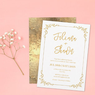 Or Floral simple Faire-part de mariage