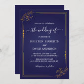 or géo et bleu royal faire-part de mariage (Devant / Derrière)