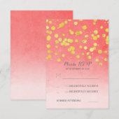 or glitz rose corail mariage cartes RSVP (Devant / Derrière)