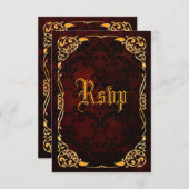 Or gothique encadré Anniversaire RSVP (Devant / Derrière)