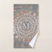 Or Gris Et Rose | Monogramme Mandala (Serviette à main)
