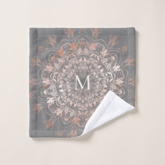 Or Gris Et Rose | Monogramme Mandala (Gant de toilette)