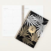 Or Initiales Feuilles De Palmier Tropical Or Noir (Devant avec enveloppe)