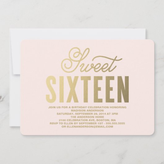 Or | Invitation Sweet sixteen (Devant)