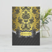 Or jaune et invitations noires de mariage damassé (Debout devant)