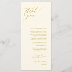 Or Jaune Romantique, Carte de remerciements de mis