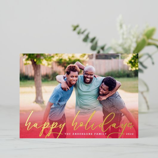 OR Joyeuses vacances Rouge Gradient Noël Photo (Debout devant)