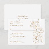 Or Linal Floral Blanc & Or sans Repas RSVP (Devant / Derrière)