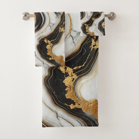 Or liquide aspect marbre noir et blanc Glam (En situation)