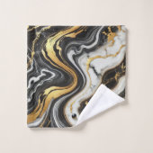 Or liquide aspect marbre noir et blanc Glam (Gant de toilette)