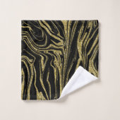 Or Liquide Paillettes Noir Glam Moderne (Gant de toilette)