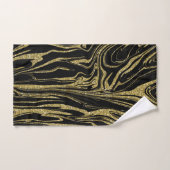 Or Liquide Paillettes Noir Glam Moderne (Serviette à main)
