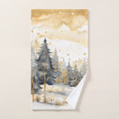Or lunaire et gris hiver dans les bois (Serviette à main)