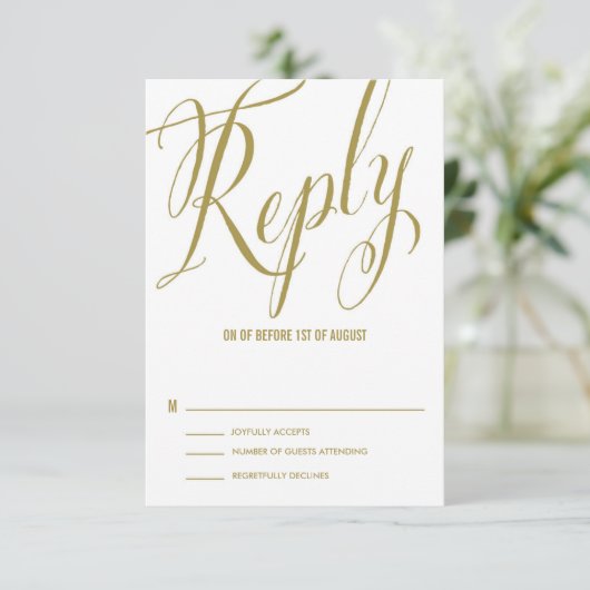 Or, M. & Mme Elegant Script Wedding Carte RSVP (Debout devant)