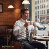 Or métallique avec Cravate Motif Carré noir