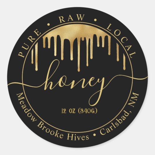 Or moderne avec des gouttes sur Étiquette de miel  (Devant)