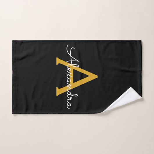 Or moderne en or noir Monogramme Nom (Serviette à main)