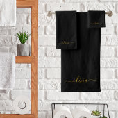 Or moderne en or noir Monogramme Nom