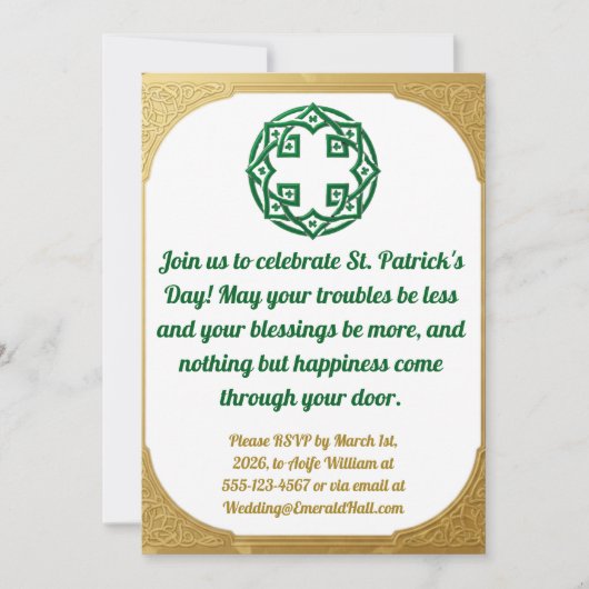 Or Moderne en Or Vert Invitation à la Saint-Patric (Devant)