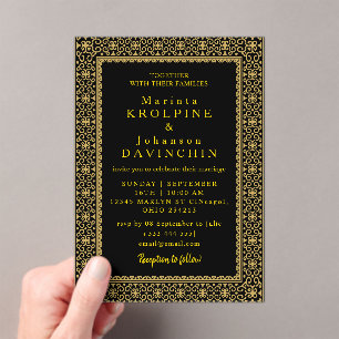 or Moderne Mariage Acrylique Invitations