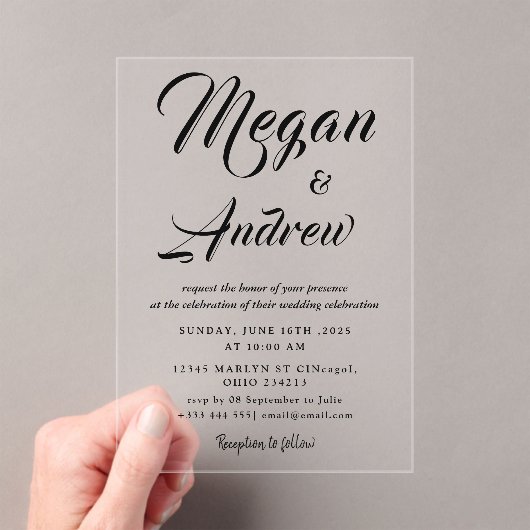 or Moderne Mariage Acrylique Invitations (In situ (ordinateur de poche))