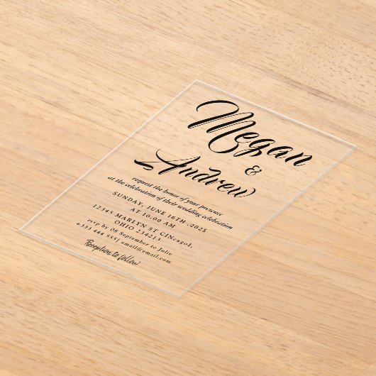 or Moderne Mariage Acrylique Invitations (Poser)