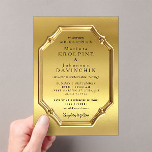 or Moderne Mariage Acrylique Invitations
