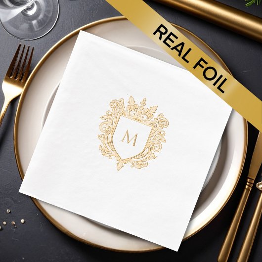 Or Monogramme Famille Crest Foil Napkin
