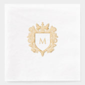 Or Monogramme Famille Crest Foil Napkin (Recto)