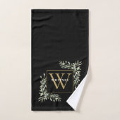 Or Monogramme Floral Chic en Noir (Serviette à main)