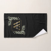 Or Monogramme Floral Chic en Noir (Serviette à main)