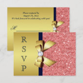 Or Navy Corail Sequins Diamants Nœud Réponse SVP (Devant / Derrière)